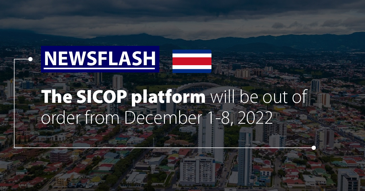 The SICOP platform will be out of order from December 1-8, 2022. 